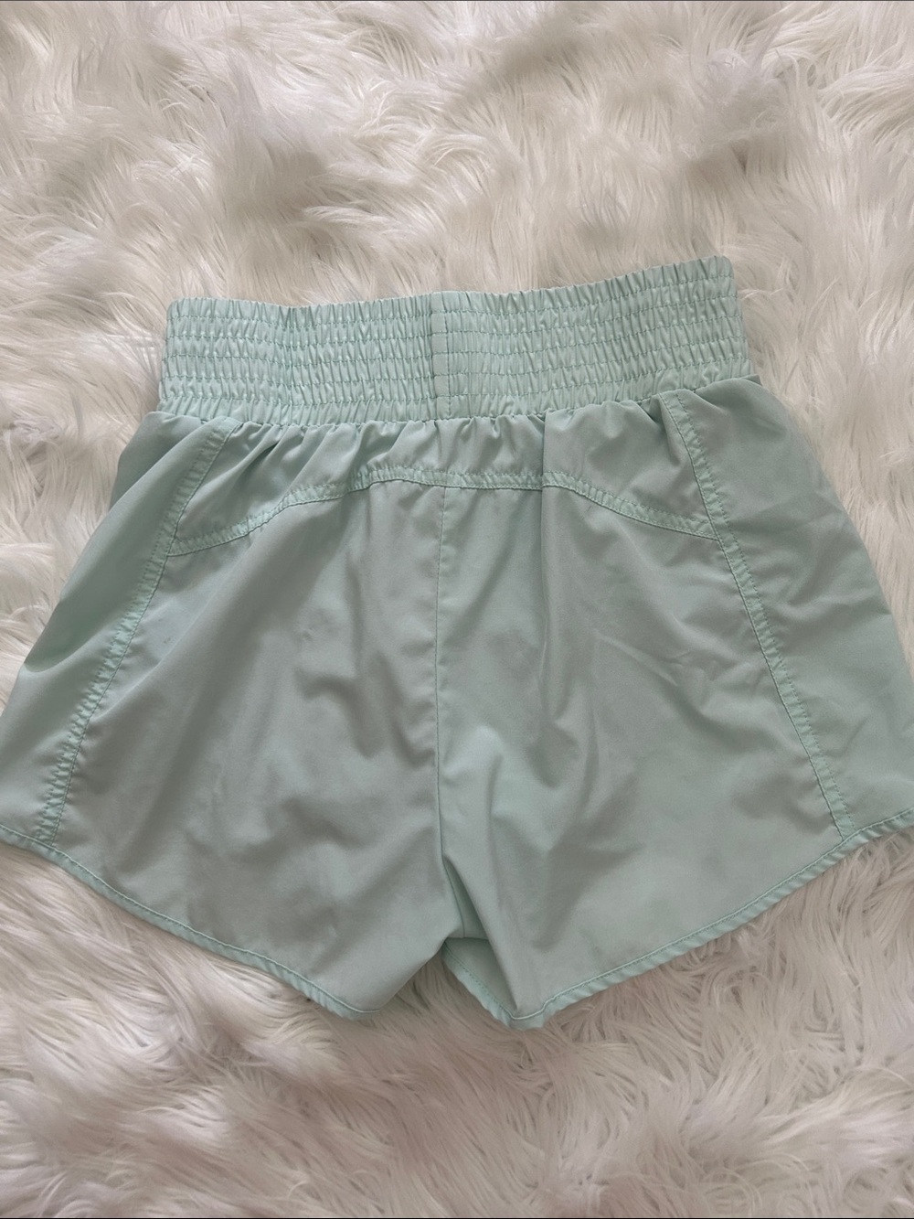 Light Mint Active Shorts with Smocked Waist - Picture 3 of 4